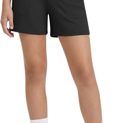 Girls Athletic Shorts 5 High Waist Wide Leg Uniform Shorts with Pockets for Summer Casual Wear