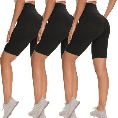 3 Pack Biker Shorts for Women ?C 8"/5" High Waisted Tummy Control Workout Yoga Running Athletic Shorts