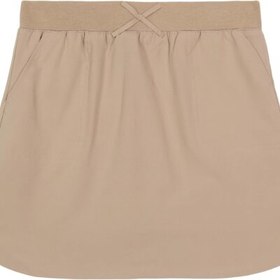 Girl School Uniform Pull-on Scooter Skirt with Undershorts, Knit Waistband & Functional Pockets, Wrinkle Resistant