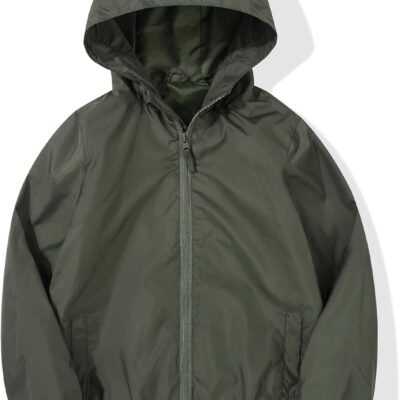 Boys Rain Jacket Lightweight Breathable Raincoat Waterproof Hooded Windbreaker For Kids