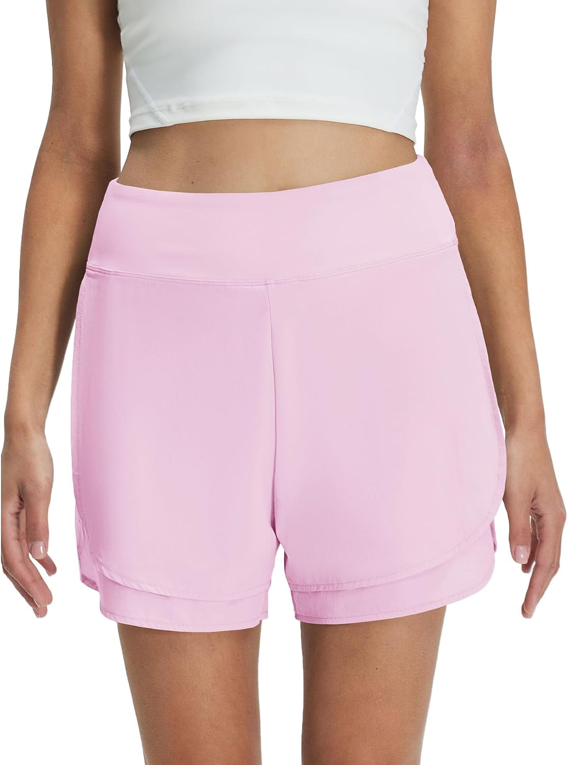 Women 2 in 1 Golf Shorts 4 Inseam, High Waisted Tennis Running Athletic Spandex Underneath Liner 3 Pockets