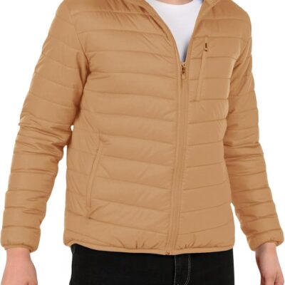 Boys Zip Up Puffer Jacket Kids Winter Lightweight Quilted Coat Outerwear with Pockets 5-14 Years