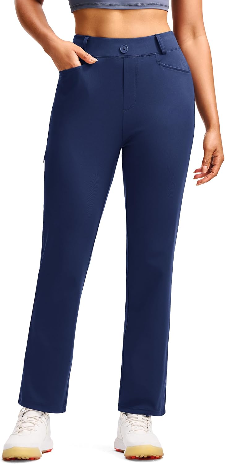 Women Fce Lined Pants Golf Pant with Zipper Pockets Slim Stretch Dressy Travel Business Work Casual Slacks