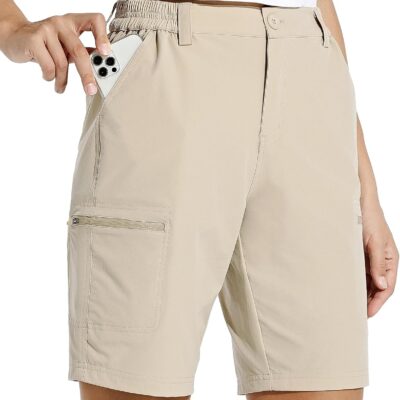 Women 10 Hiking Cargo Shorts Stretch Golf Active Long Quick Dry Outdoor Summer Shorts