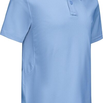 Kid Performance School Uniform Polo Shirt Breathable UPF50+  Youth Boys Girls Short Sve Golf Collared Shirts Grid Dry Fit Wrinkle Free Stretch Lightweight Cool Athletic Button Dress