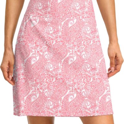 19 Skorts for Woman with 2 Pockets Knee Length Golf Skirt Long Athletic Tennis Skorts for Women Dressy Casual